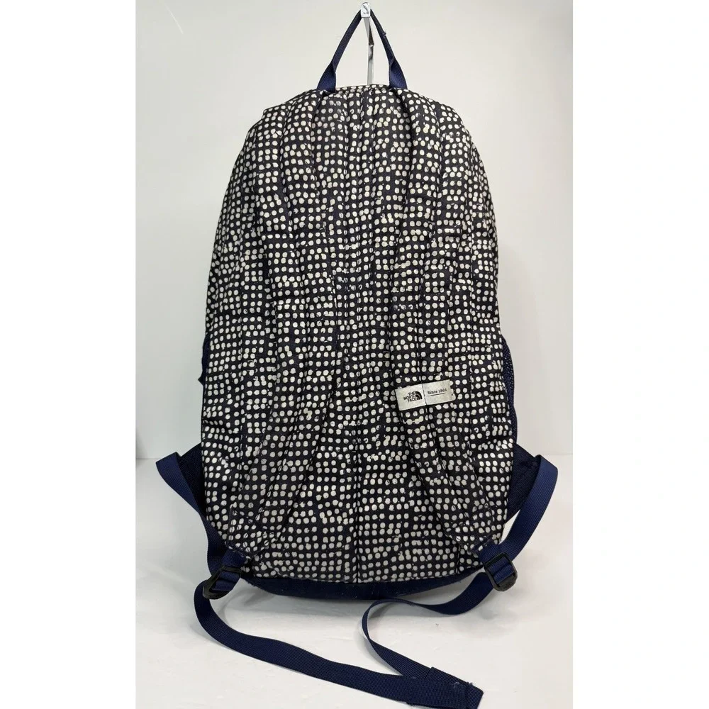 The North Face Wise Guy Backpack Blue White Polka Dot Print Laptop School Hiking - Picture 6 of 11